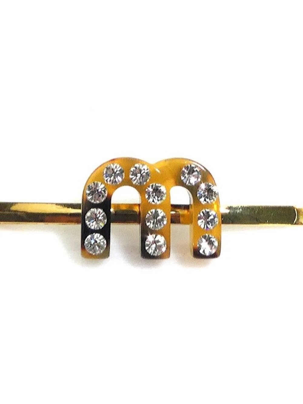 MIUMIU Hair Pin Gold/Brown/Silver Metal/Acrylic/Rhinestones